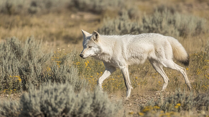 Obraz premium Wolf in Open Meadow, Natural Wildlife