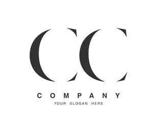CC logo design. Initial letter c and c serif font style. Creative classic company name typography. Trendy logotype or identity.