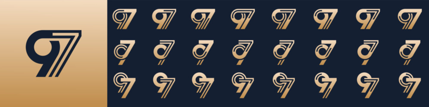 collection of creative number 97 logo designs. abstract ninety-seven design vector illustration