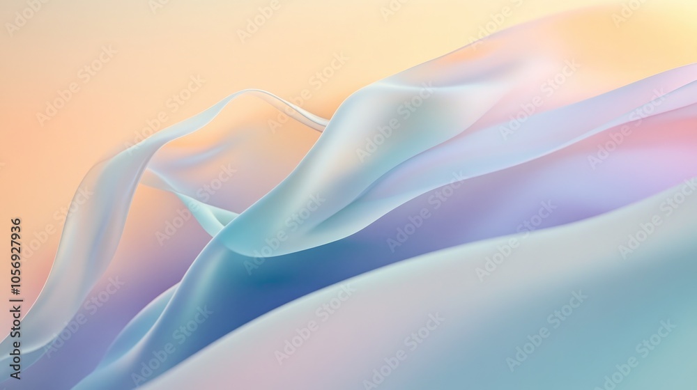 Poster Calming abstract forms with smooth movement against a delicate gradient backdrop