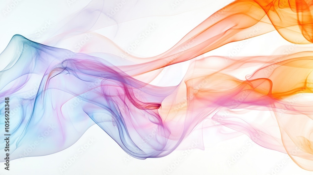 Aufkleber colorful smoke creates an artistic abstraction with dynamic fluid shapes against a white backdrop em