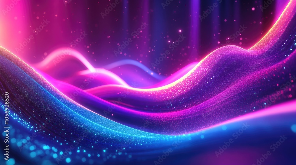 Leinwandbilder 3d rendering featuring glowing lines and neon lights in an abstract psychedelic background with vibr