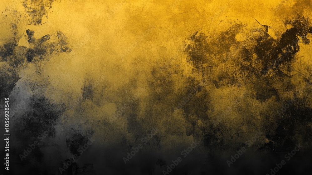 Poster Grunge gradient wallpaper or web banner background featuring a textured transition from yellow to black with a grainy effect