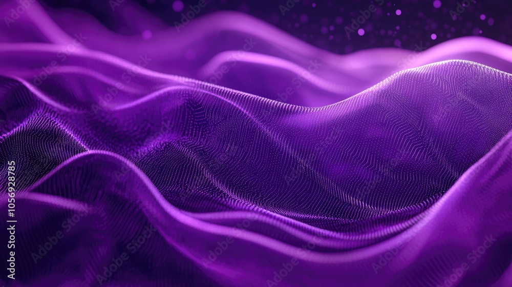 Aufkleber Abstract fluid particle dot line cloth with complex moving swirls in a modern graphic wave ripple design featuring shades of purple