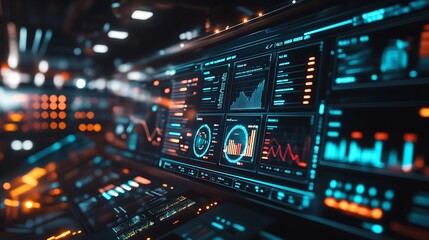 A futuristic digital screen displaying various data technology background