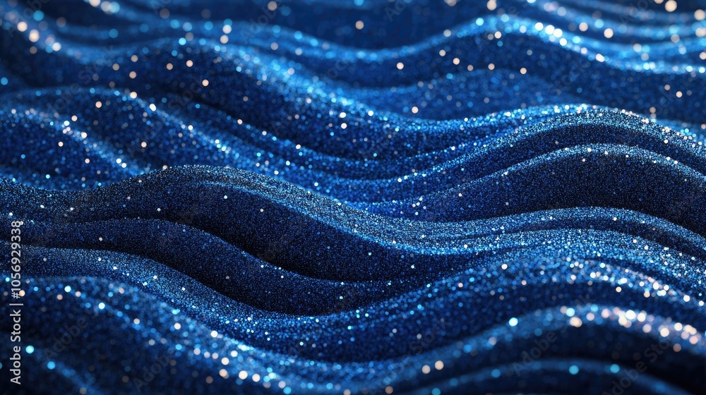 Poster abstract blue glitter wave texture with sequins