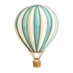 Fototapeta premium A cartoon hot air balloon symbolizing adventure or travel on a white background.