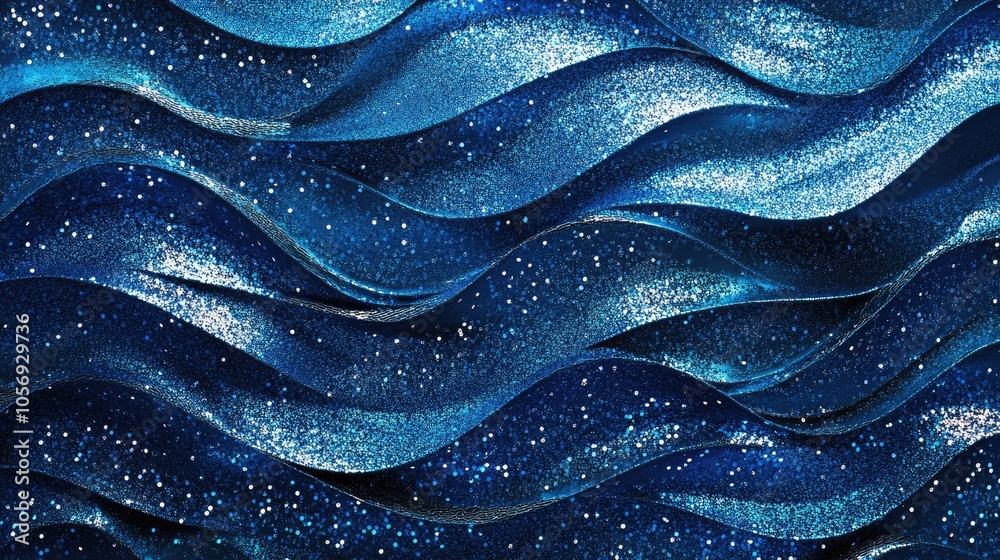 Poster abstract blue glitter wave texture with sequins