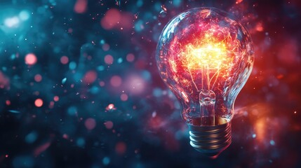 Bright and Energetic Abstract Light Bulb Symbolizing Imaginative Thoughts and New Ideas