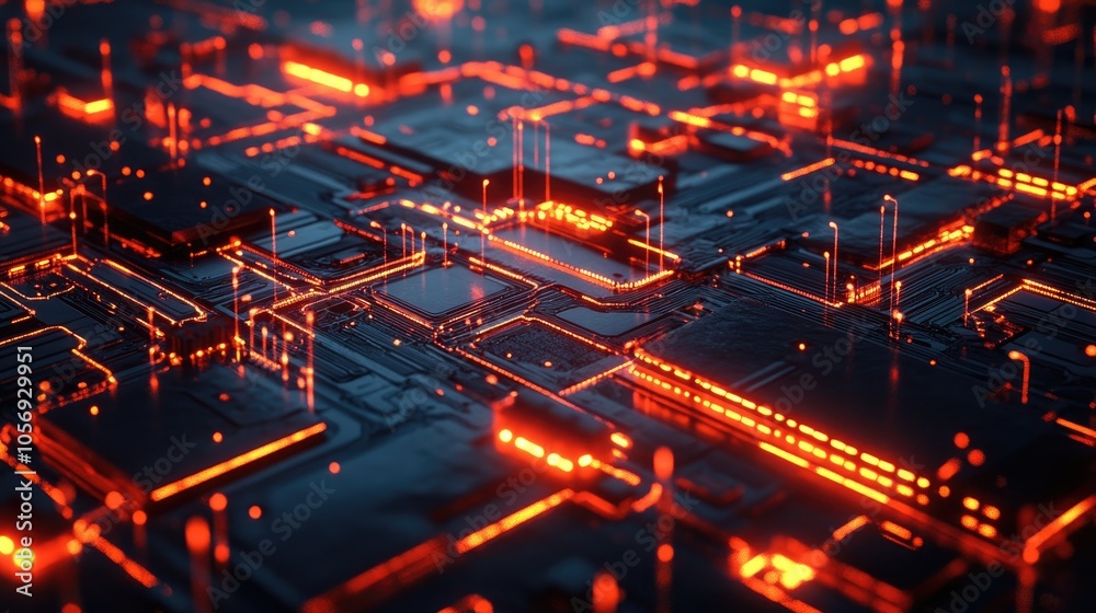 Leinwandbilder futuristic computer chip featuring illuminated circuit pathways