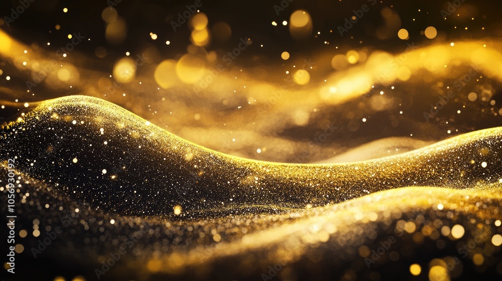 Aufkleber abstract light background featuring digital gold particle waves shimmering floor star like dust and 