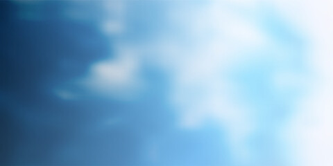 Blue and White Abstract Blurry Gradient Texture - Wide Scale Background Creative Design Template - Cloud-like, Smoke-like, Mottled Vector Background