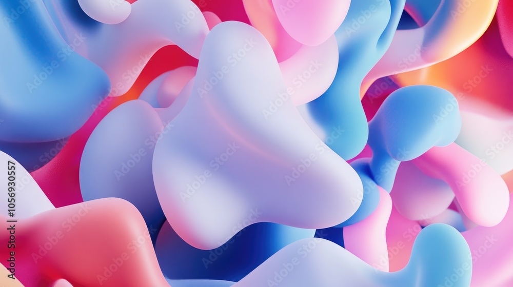 Poster Dynamic 3D render featuring abstract floating shapes in a captivating background