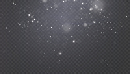 Holiday bokeh and glitter effect with bright dust particles and glare isolated on transparent background. Vector star cloud with glare and glitter.