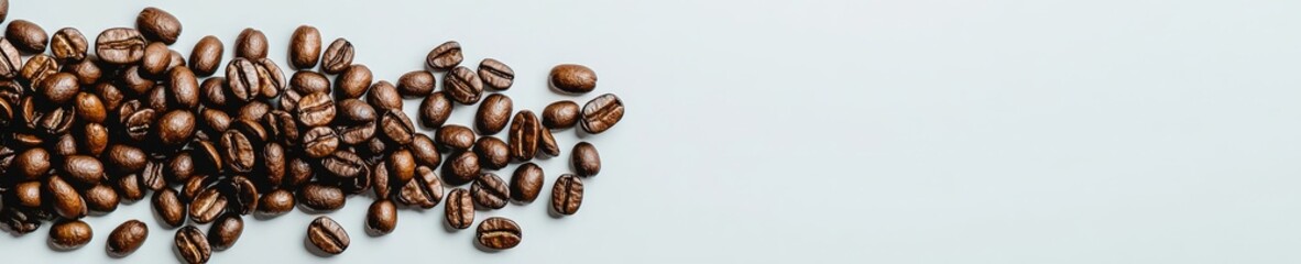 Fototapeta premium A pile of coffee beans on a white background