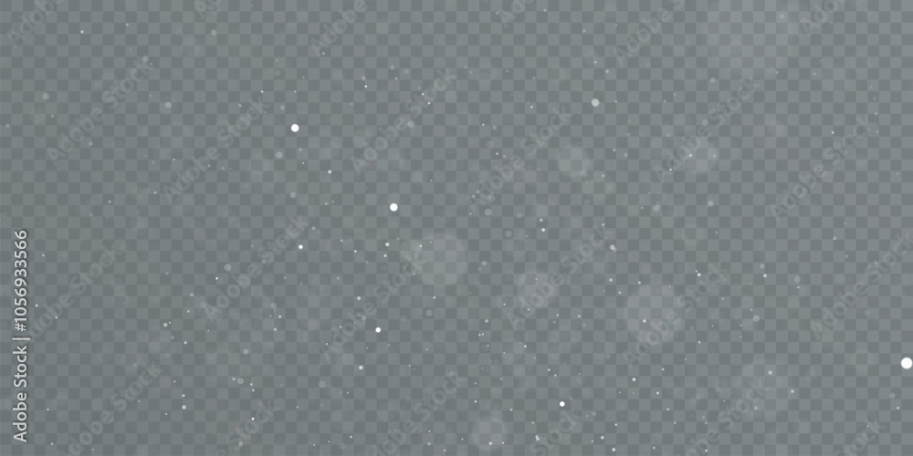 Poster holiday bokeh and glitter effect with bright dust particles and glare isolated on transparent backgr