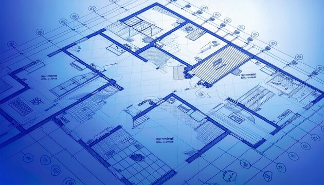 Architektur Modern Blaupause Grundrisse Schnitte Ansichten