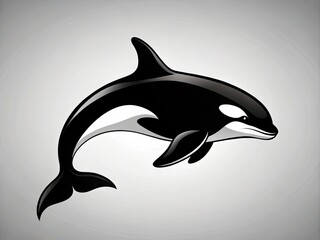 Obraz premium Minimalist Orca Whale Silhouette - Black and White Vector Art for Elegant Design and Decor, Perfect for Ocean Lovers and Nature Enthusiasts, Simplistic and Stylish Illustration