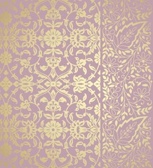 wedding card design, traditional paisley floral pattern , royal India	