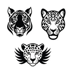 Vintage Tiger and Leopard Print Pattern Set – Hand-Drawn Safari Skin Illustrations