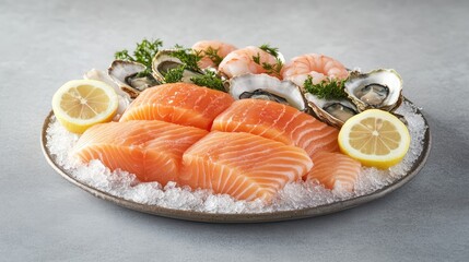 Fresh Seafood Platter with Shrimp and Oysters