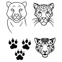 Vintage Tiger and Leopard Print Pattern Set – Hand-Drawn Safari Skin Illustrations