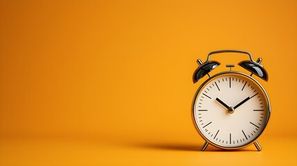Vintage alarm clock against a vibrant orange background