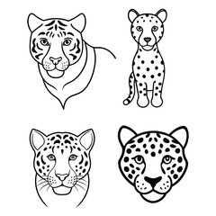 Vintage Tiger and Leopard Print Pattern Set – Hand-Drawn Safari Skin Illustrations