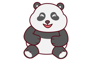 Cute Panda Sitting with Happy Face Illustration