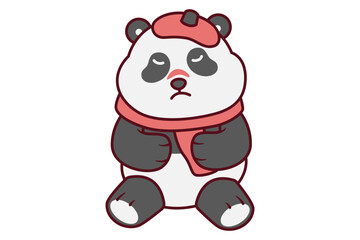 Cute Panda with Fever Illustration