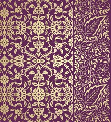wedding card design, traditional paisley floral pattern , royal India	