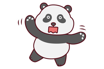 Cute Terrified Panda and Shaking Illustration