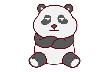Obraz premium Cute Panda with Cynical Face Illustration