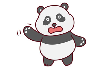 Fototapeta premium Cute Panda Panic and Shaking Illustration