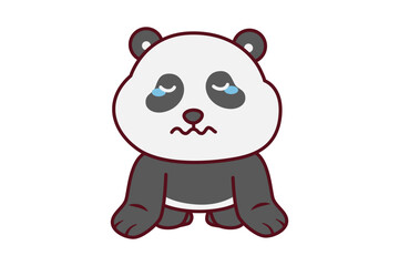 Fototapeta premium Cute Sad Panda Crawling Illustration