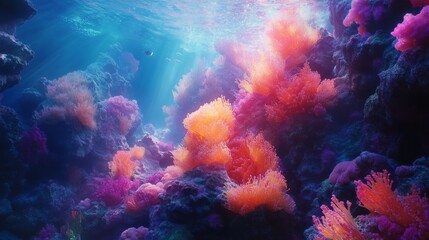 Vibrant Coral Reef Illuminated by Sunlight