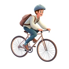 Obraz premium A cartoon cyclist riding a bicycle on a white background.