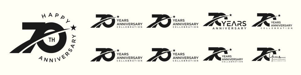 collection of creative number 70 logo designs. abstract seventy design vector illustration