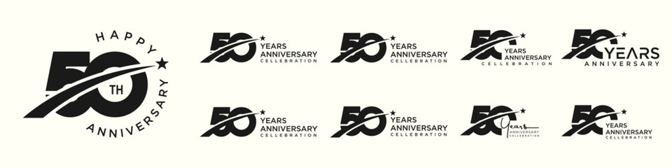 collection of creative number 50 logo designs. abstract fifty design vector illustration