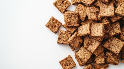 Crunchy Snack Squares on White Background