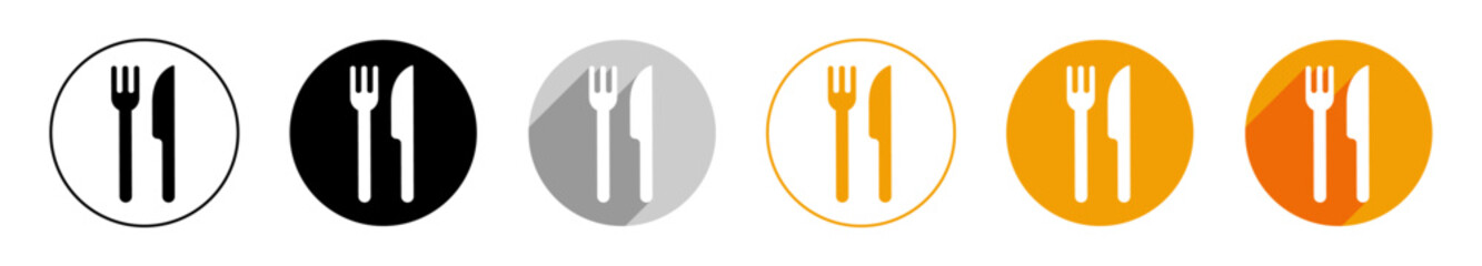 Restaurant Messer und Gabel vektor Logo im Kreis