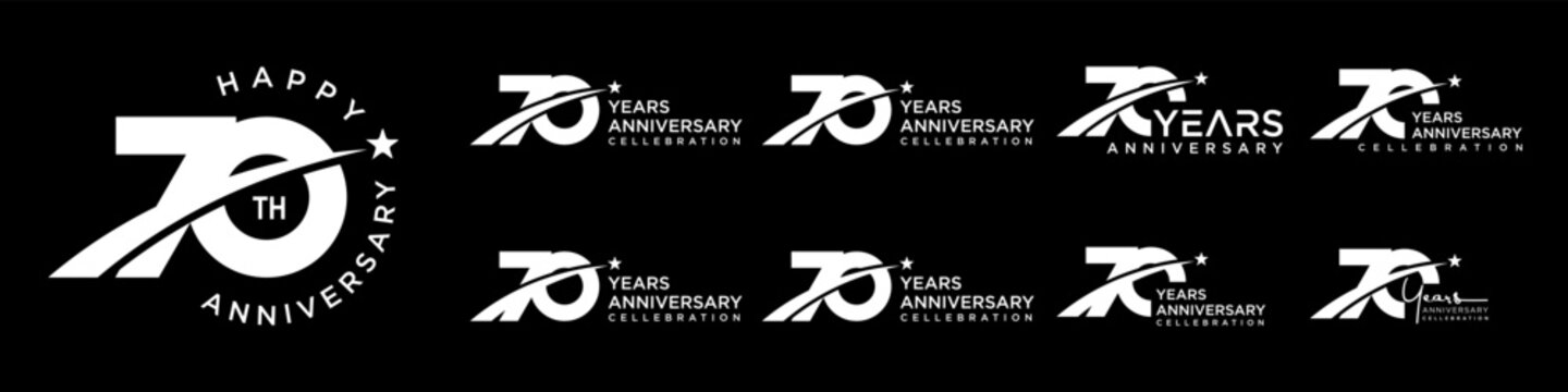 collection of creative number 70 logo designs. abstract seventy design vector illustration