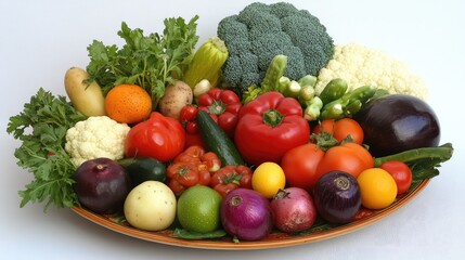 Fresh Colorful Vegetable Display on a Plate