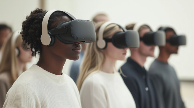 Diverse Team Engaging in Virtual Reality Training Session