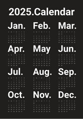 2025 year calendar vector design template