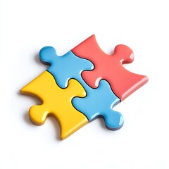 Fototapeta premium Cartoon jigsaw puzzle piece in a bright color on a white background.