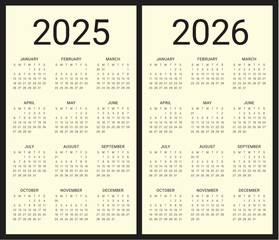 2025 2026 year calendar vector design template