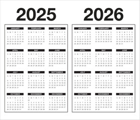 2025 2026 year calendar vector design template