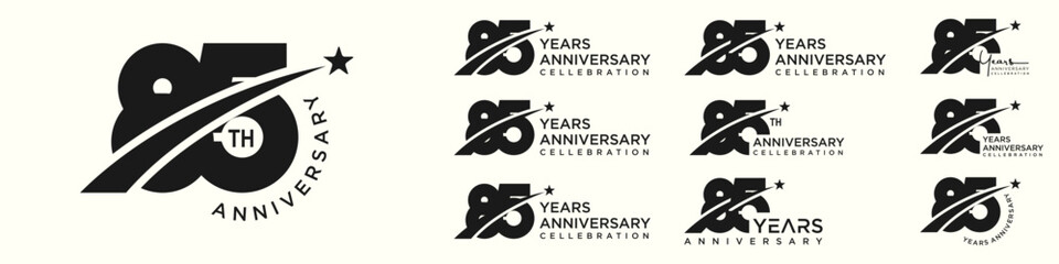 collection of creative number 85 logo designs. abstract number eighty-five design vector illustration