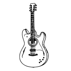 Obraz premium Minimalist vector illustration of a guitar on transparent background